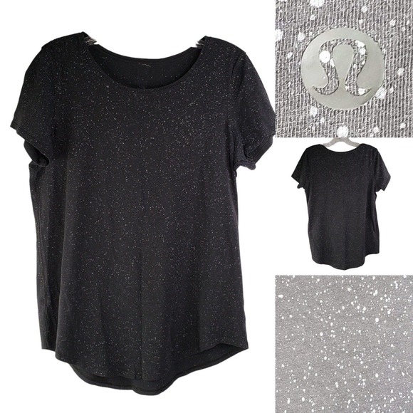 Lululemon Womens 4-6 Medium Love Crewneck Black Splatter Short Sleeve T-Shirt - Picture 3 of 8